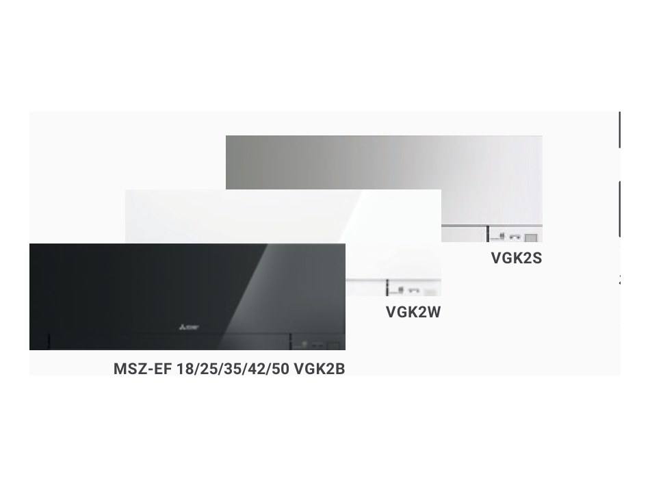 Unité murale Mitsubishi Electric MSZ-EF noire posée en haut d’un mur clair, au-dessus d’un canapé blanc.