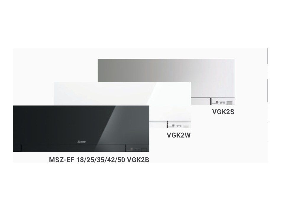 Unité murale Mitsubishi Electric MSZ-EF noire posée en haut d’un mur clair, au-dessus d’un canapé blanc.
