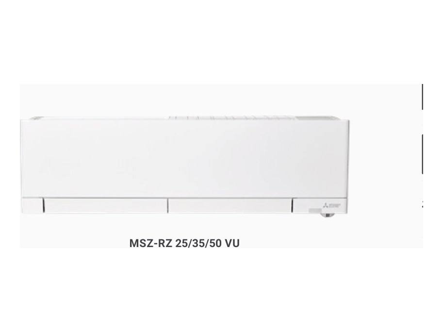 Unité murale Mitsubishi Electric MSZ-RZ vue de trois quarts sur fond blanc.