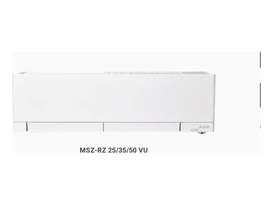 Unité murale Mitsubishi Electric MSZ-RZ vue de trois quarts sur fond blanc.
